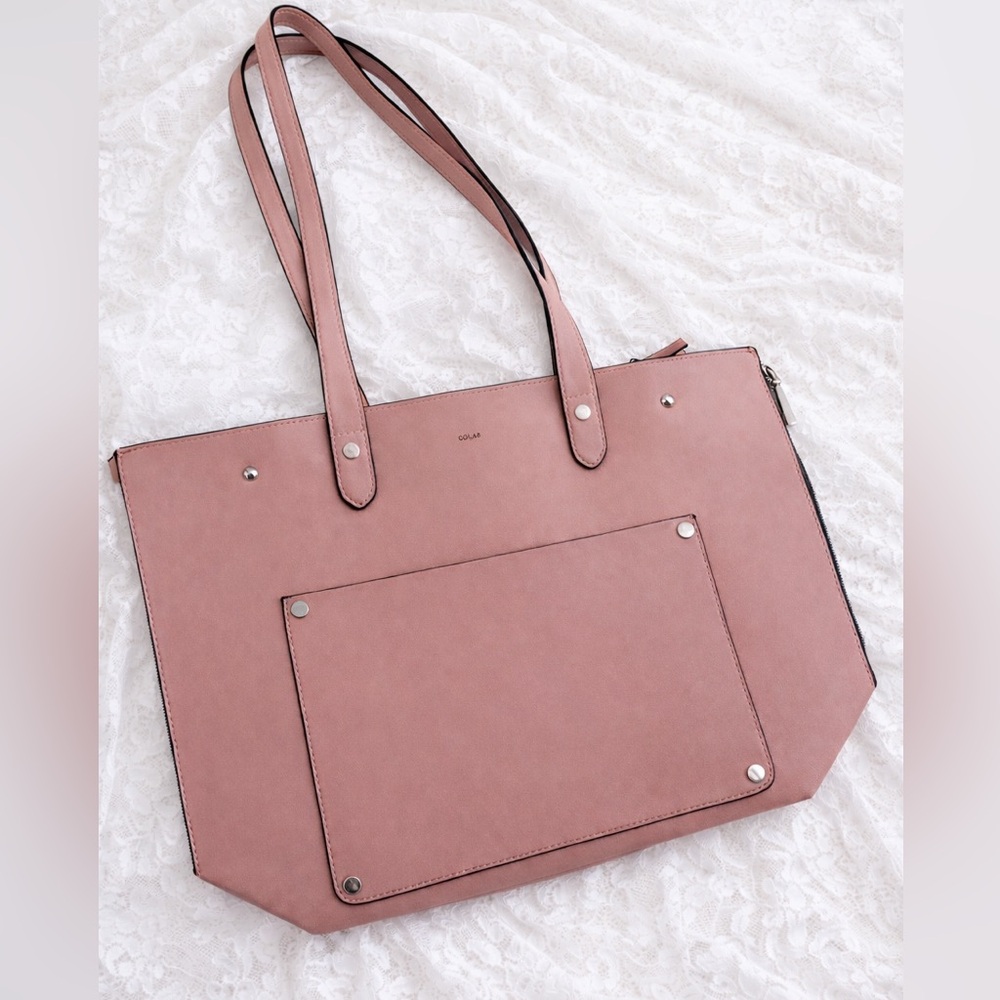 CO-LAB Blush‎ Pink Structured Tote Bag Work Laptop Vegan Leather
